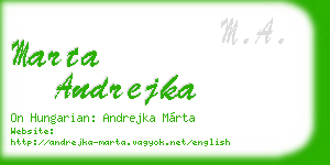 marta andrejka business card