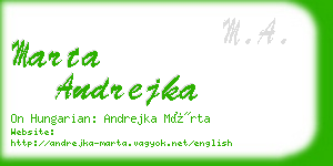 marta andrejka business card